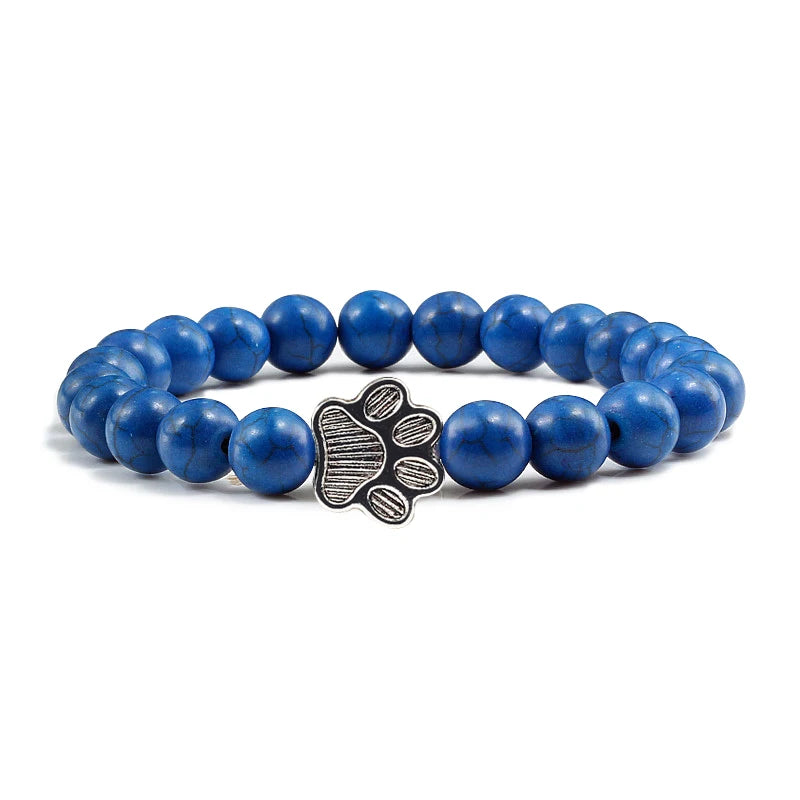 Paw Print Natural Stone Bracelet
