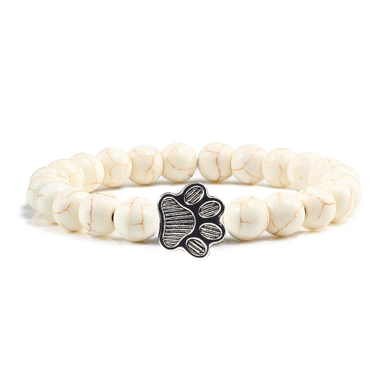 Paw Print Natural Stone Bracelet