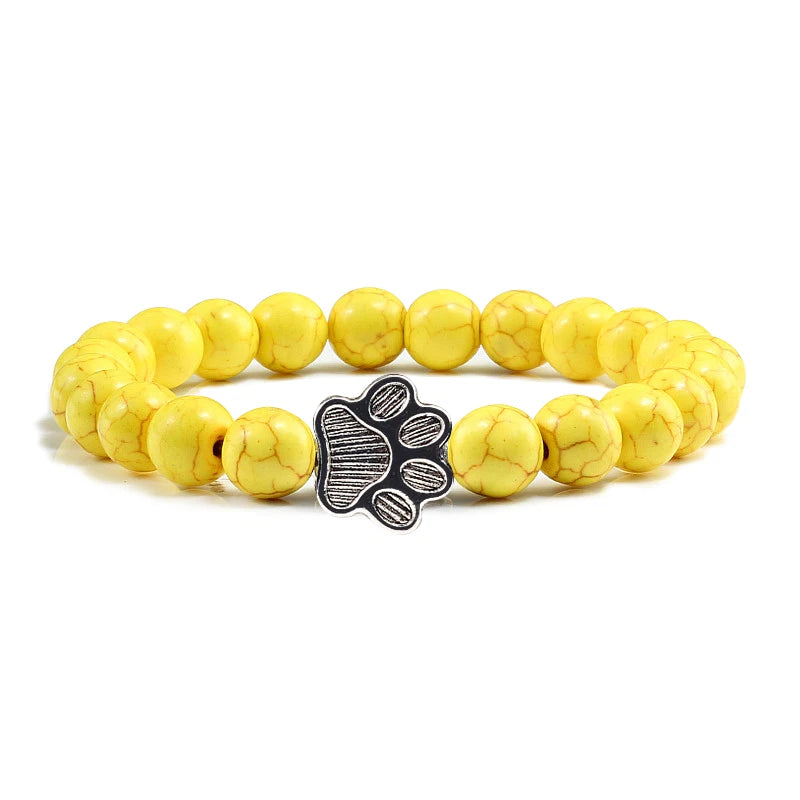 Paw Print Natural Stone Bracelet