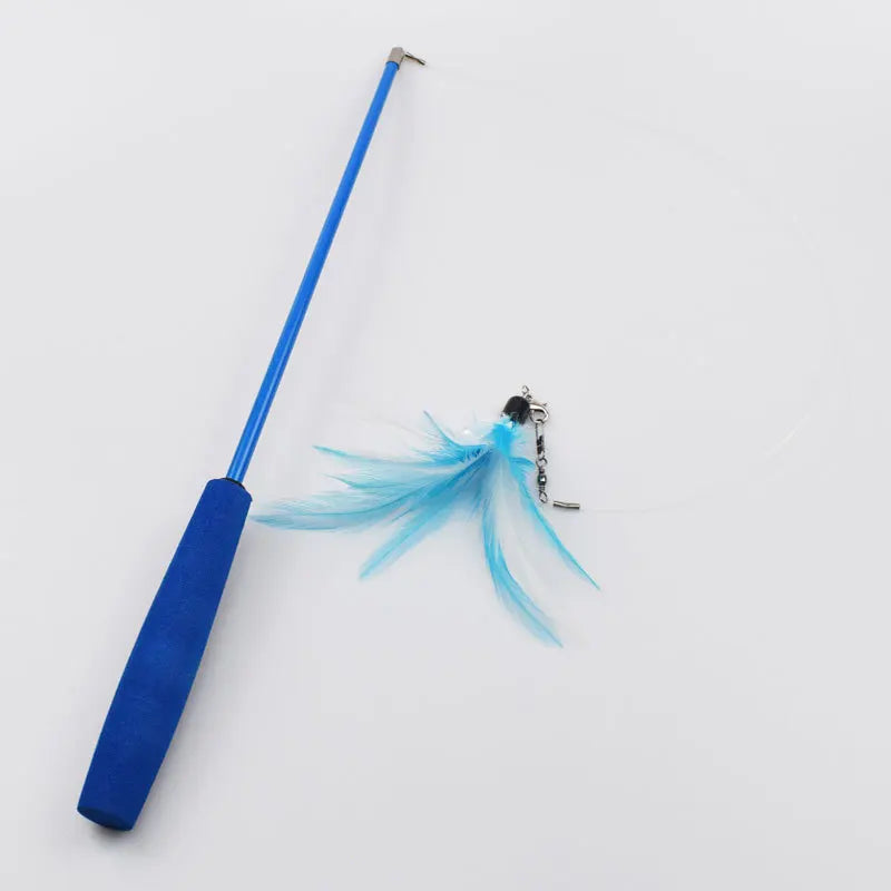 Retractable Cat Wand Teaser with Feather