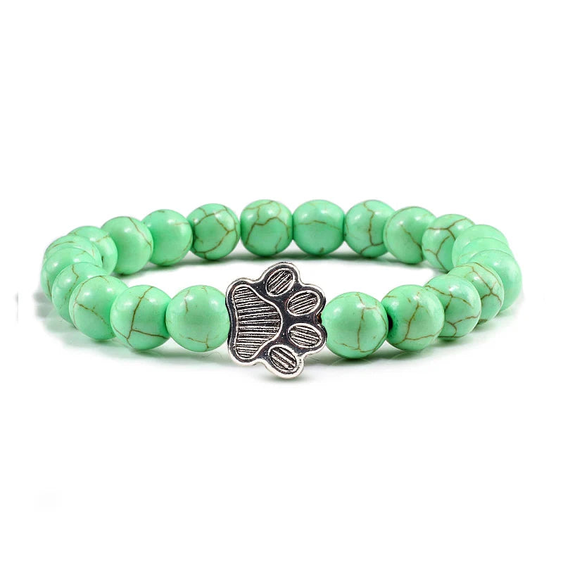 Paw Print Natural Stone Bracelet