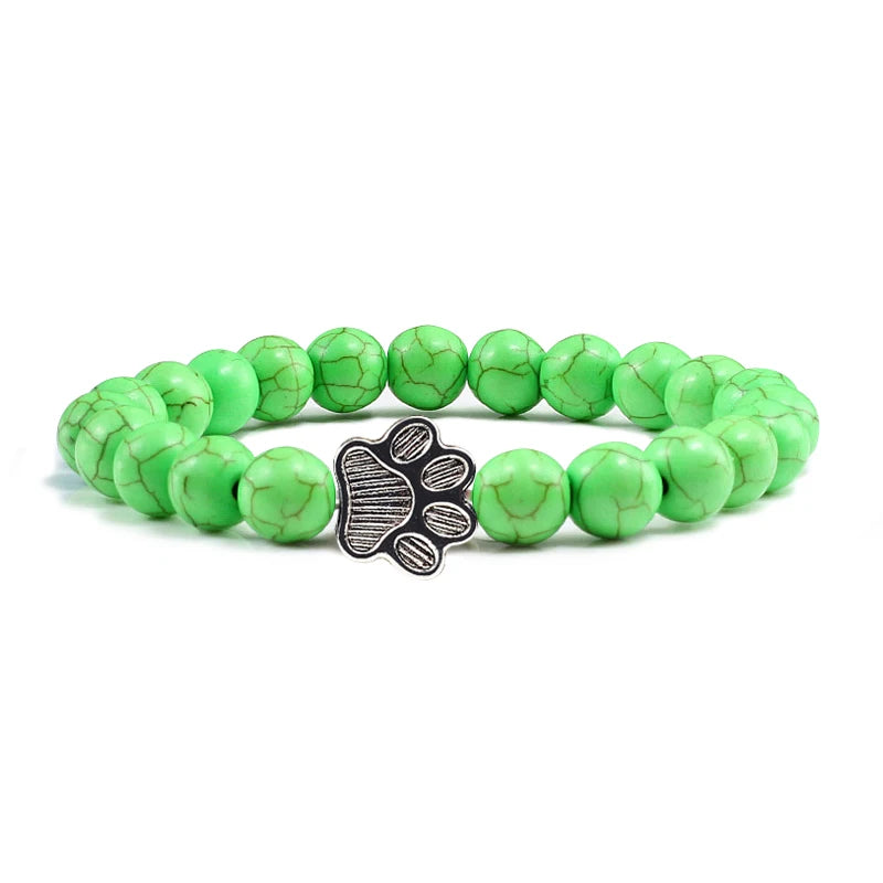 Paw Print Natural Stone Bracelet