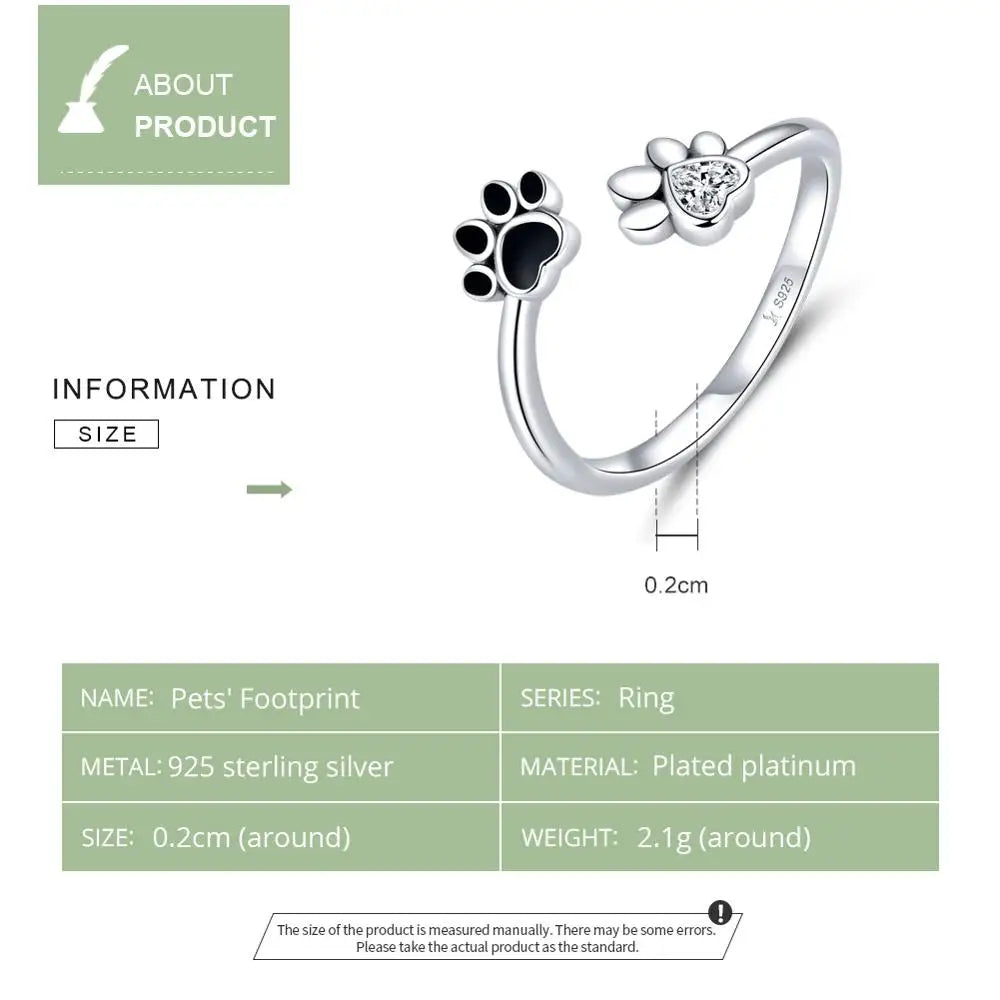 Paw Print Ring - Sterling Silver Style