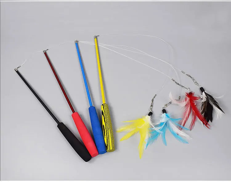 Retractable Cat Wand Teaser with Feather