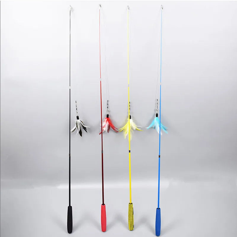Retractable Cat Wand Teaser with Feather