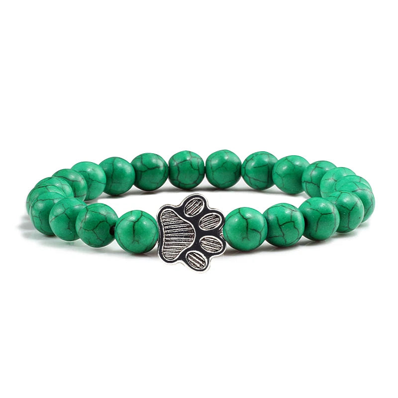 Paw Print Natural Stone Bracelet