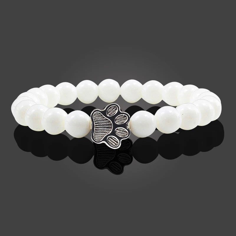 Paw Print Natural Stone Bracelet