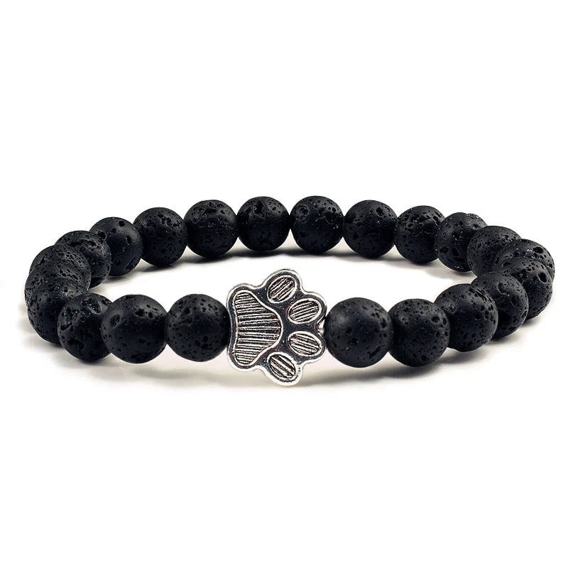 Paw Print Natural Stone Bracelet