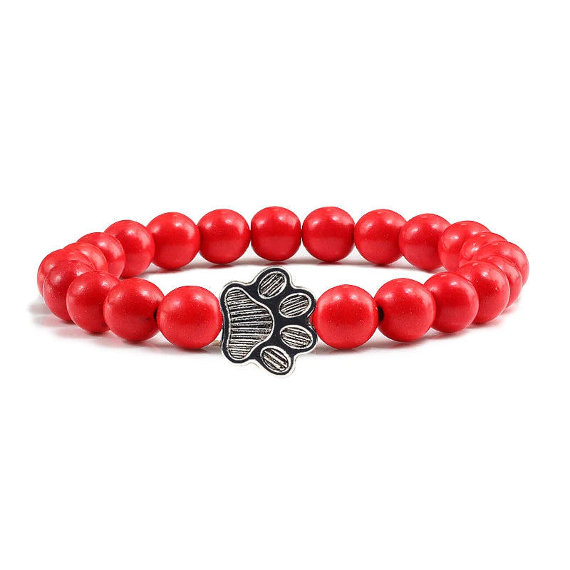 Paw Print Natural Stone Bracelet