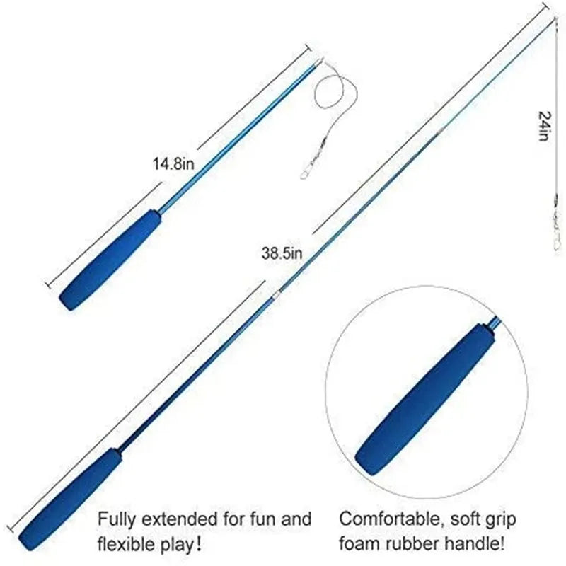 Retractable Cat Wand Teaser with Feather