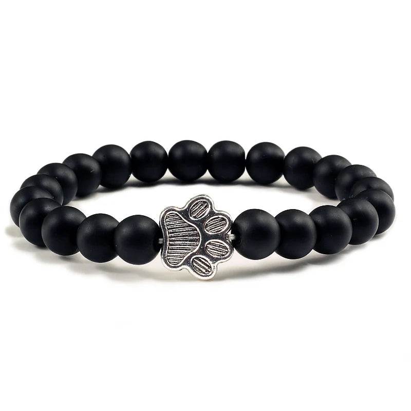 Paw Print Natural Stone Bracelet