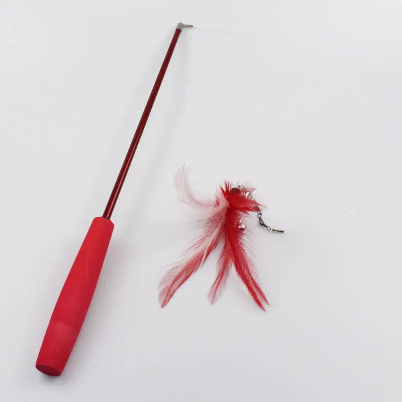 Retractable Cat Wand Teaser with Feather