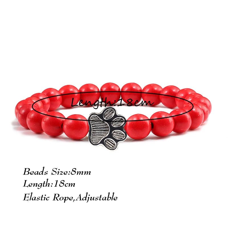 Paw Print Natural Stone Bracelet