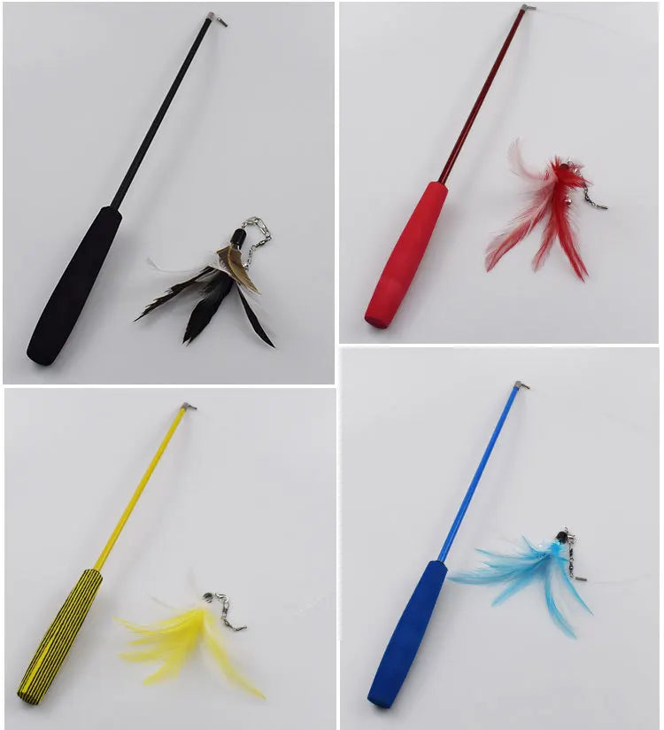Retractable Cat Wand Teaser with Feather