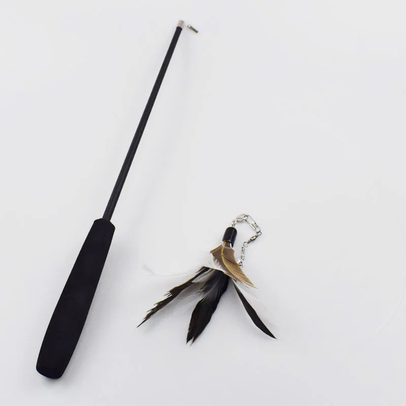 Retractable Cat Wand Teaser with Feather