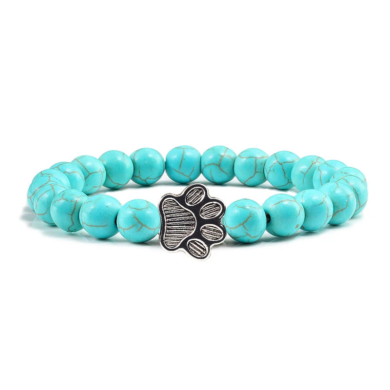 Paw Print Natural Stone Bracelet