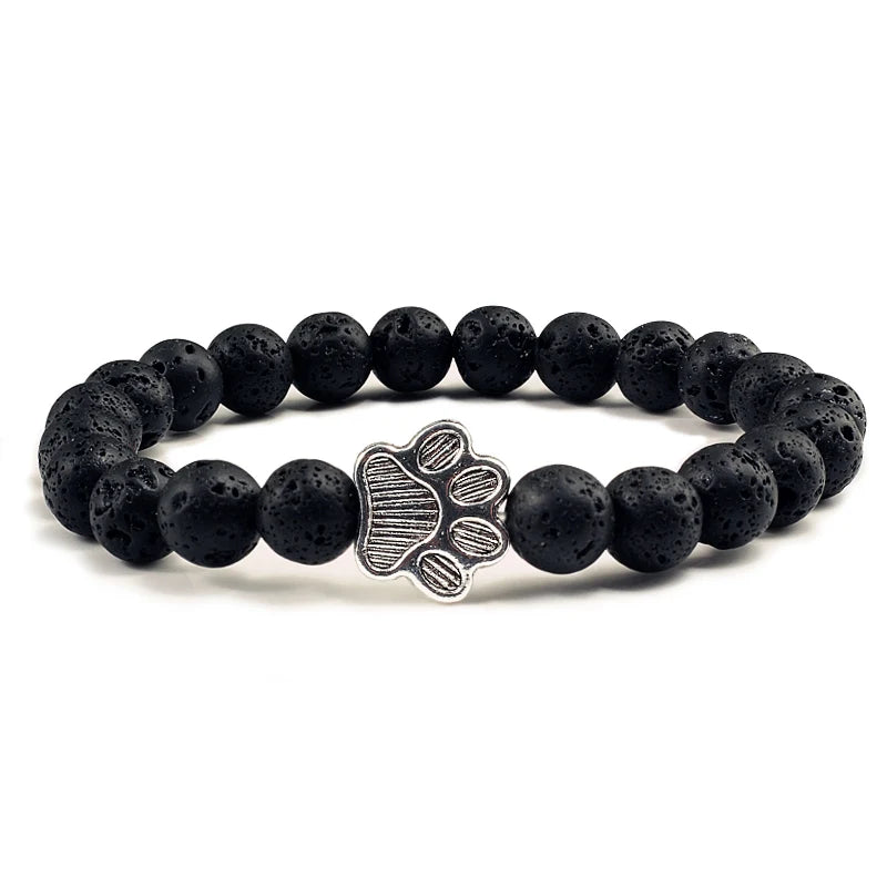 Paw Print Natural Stone Bracelet