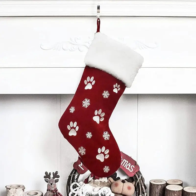 Christmas Paw Print Stockings