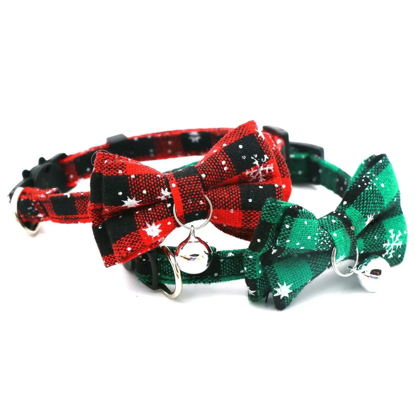 Christmas Plaid Pet Collar with Bell