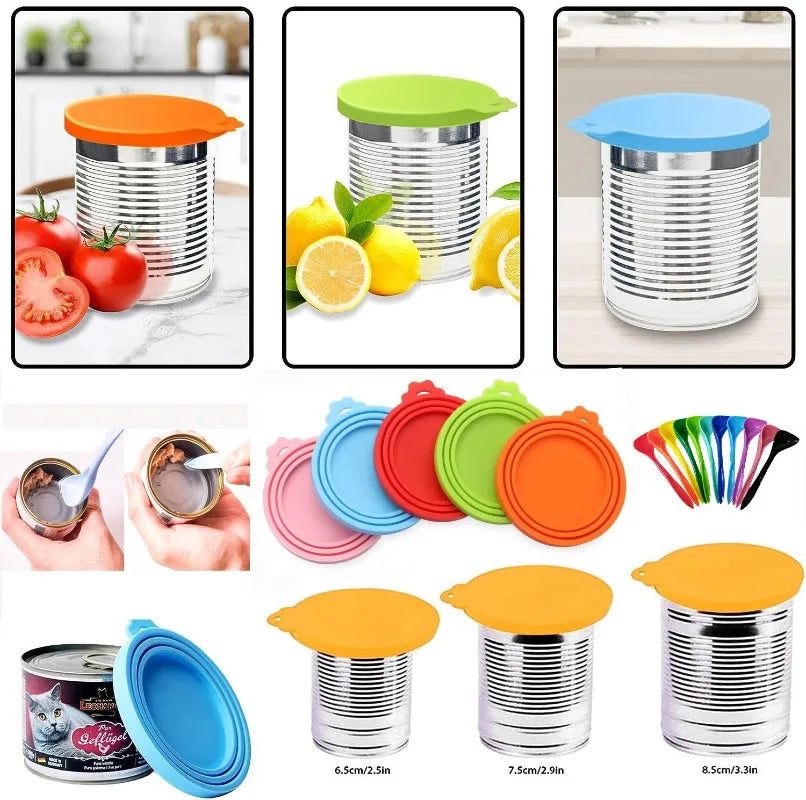 Universal Pet Food Can Covers & Spoon Set