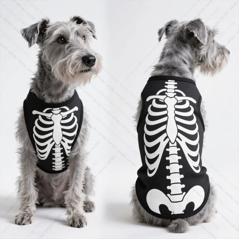 Halloween Dog Vest – Skeletal Pattern Costume for Pets