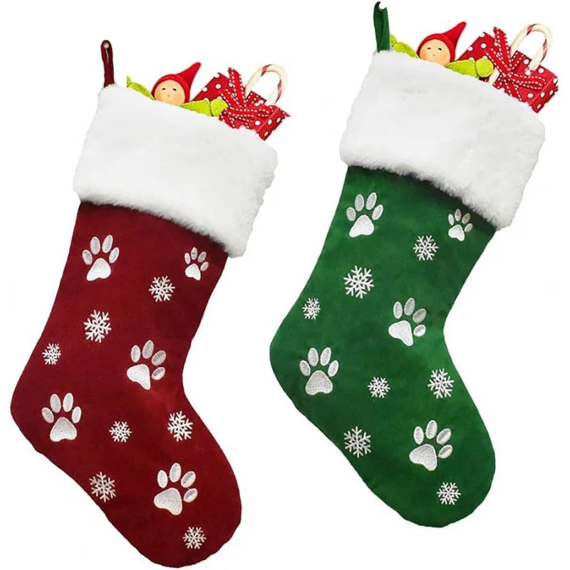 Christmas Paw Print Stockings