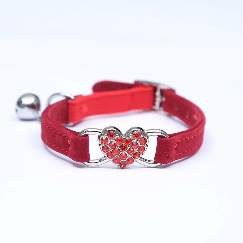 Heart Charm Pet Collar With Bell