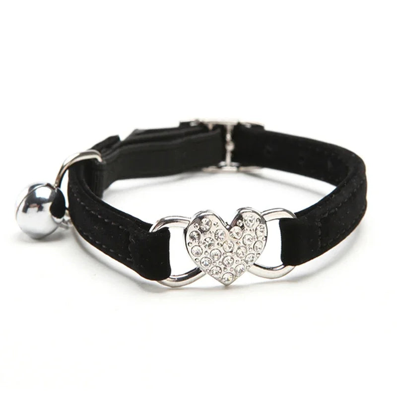 Heart Charm Pet Collar With Bell
