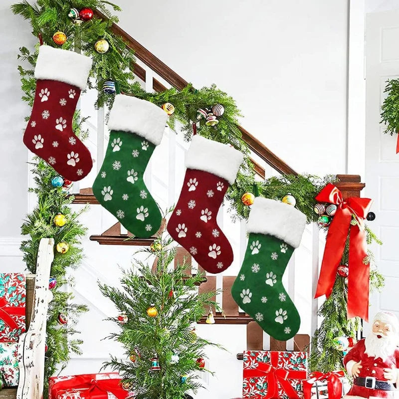 Christmas Paw Print Stockings