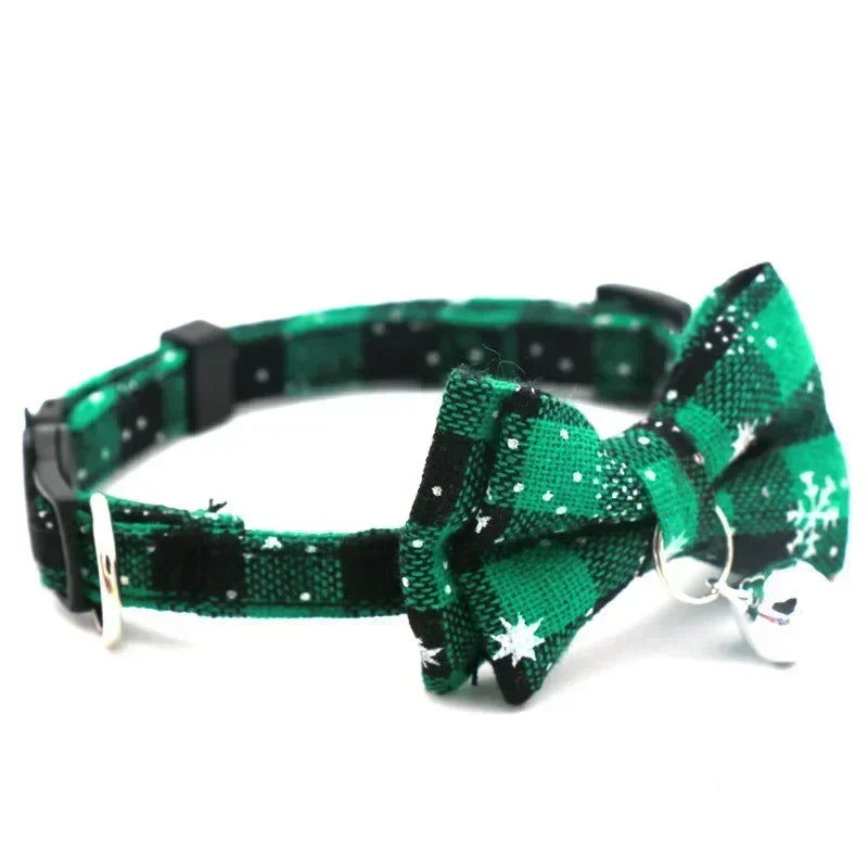 Christmas Plaid Pet Collar with Bell