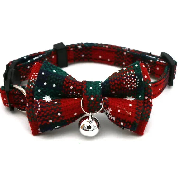 Christmas Plaid Pet Collar with Bell