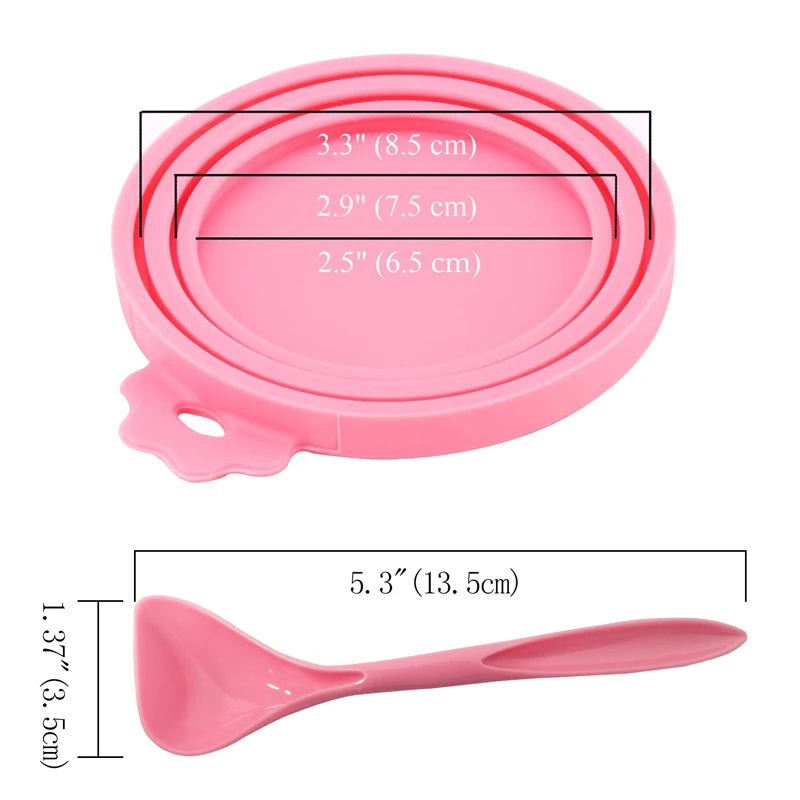 Universal Pet Food Can Covers & Spoon Set