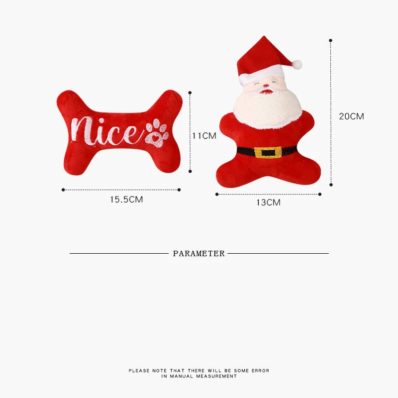Christmas Squeaky Toys - Father Christmas & Festive Dog Bones