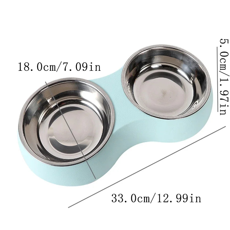 Dual Delight: Stainless Steel Pet Food & Water Bowls