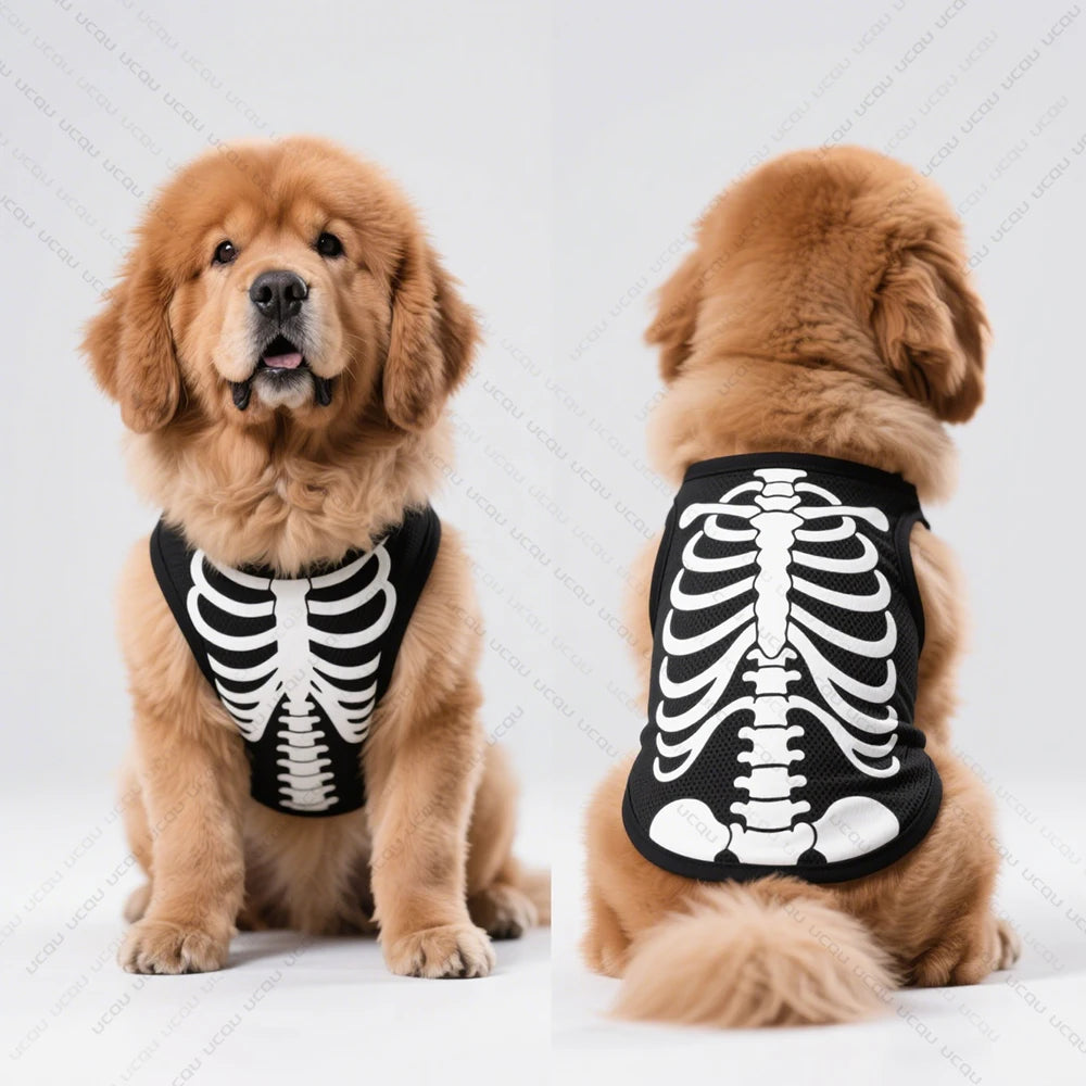 Halloween Dog Vest – Skeletal Pattern Costume for Pets