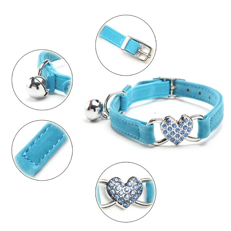 Heart Charm Pet Collar With Bell