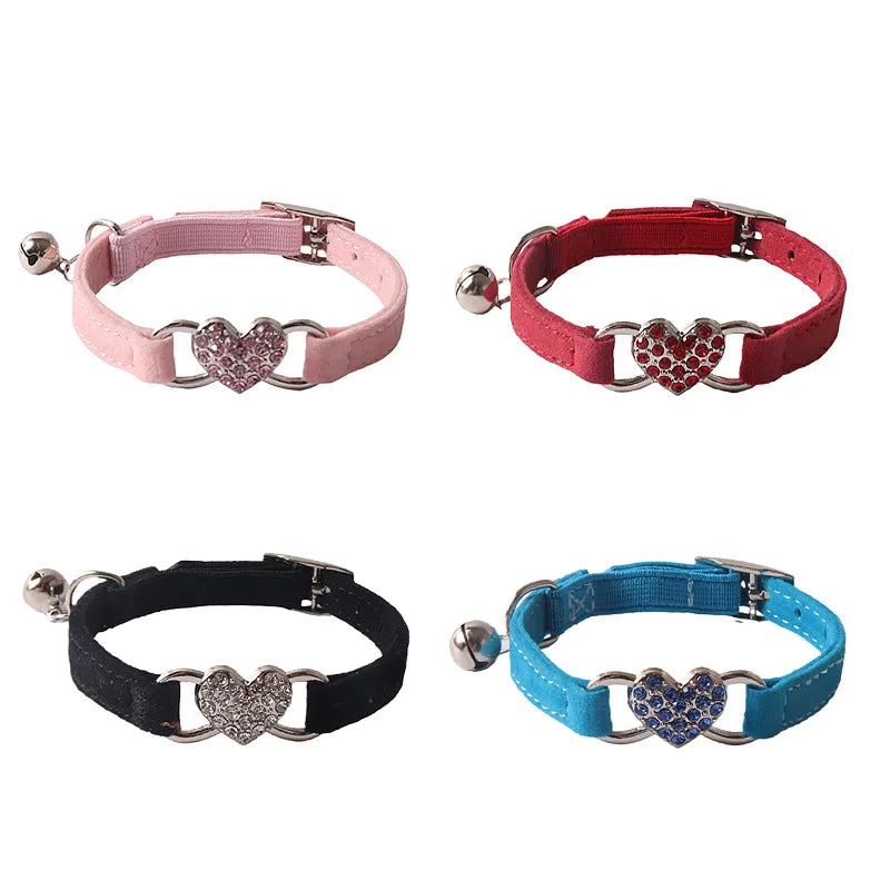 Heart Charm Pet Collar With Bell