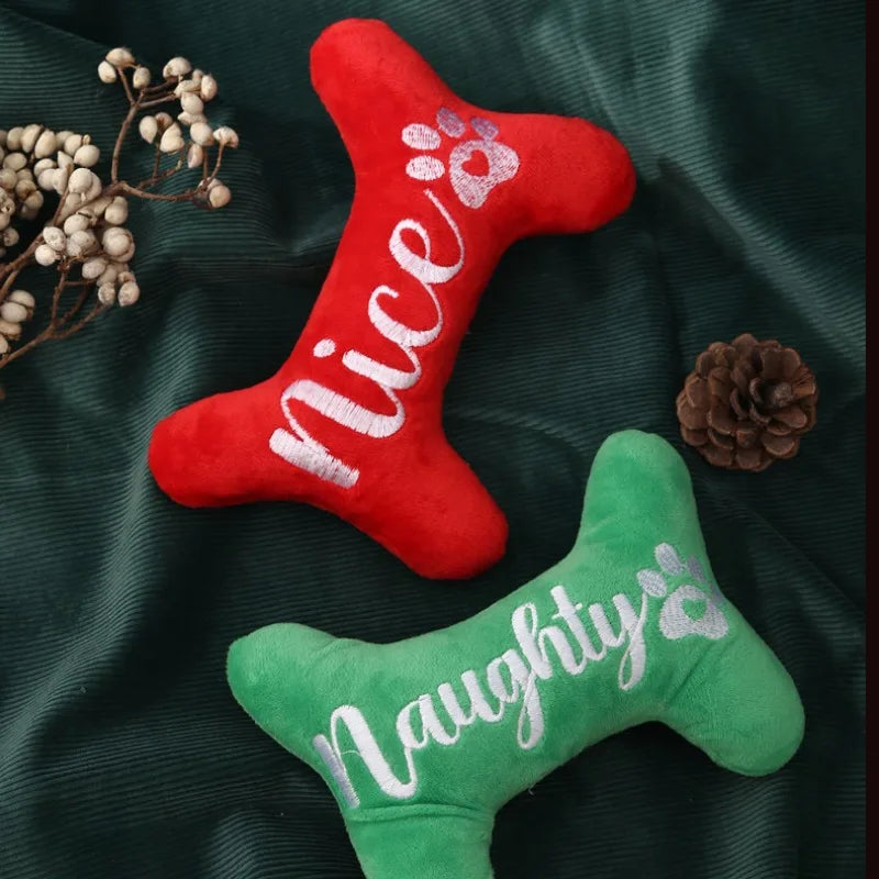 Christmas Squeaky Toys - Father Christmas & Festive Dog Bones