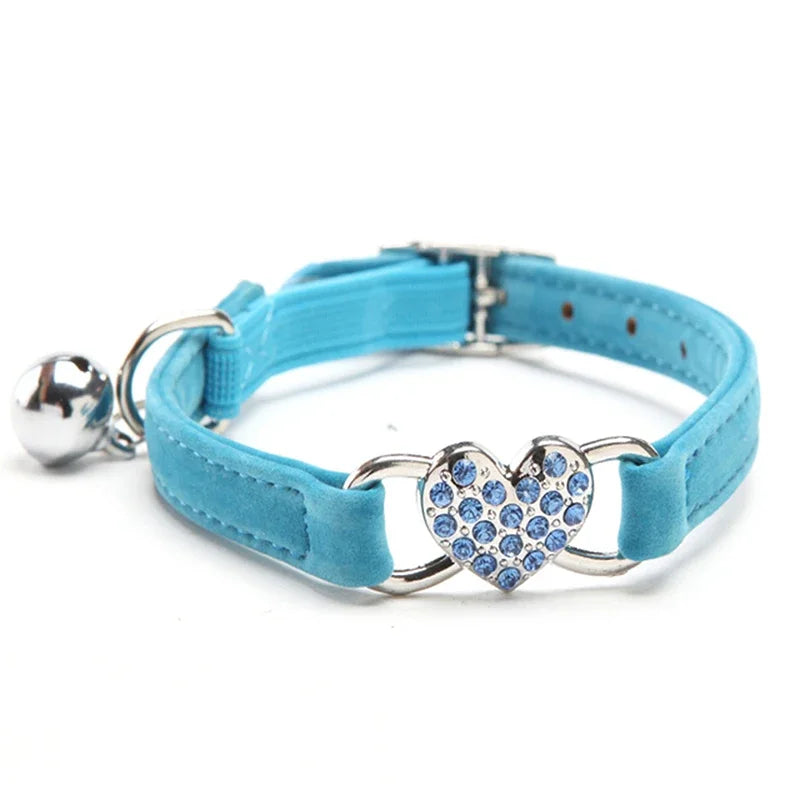 Heart Charm Pet Collar With Bell
