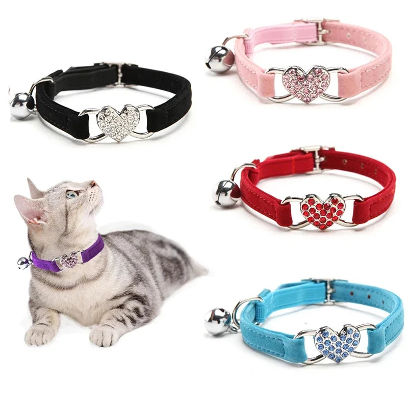 Heart Charm Pet Collar With Bell
