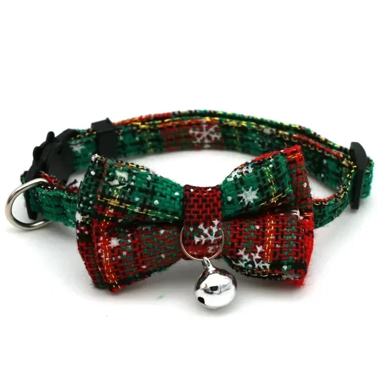 Christmas Plaid Pet Collar with Bell