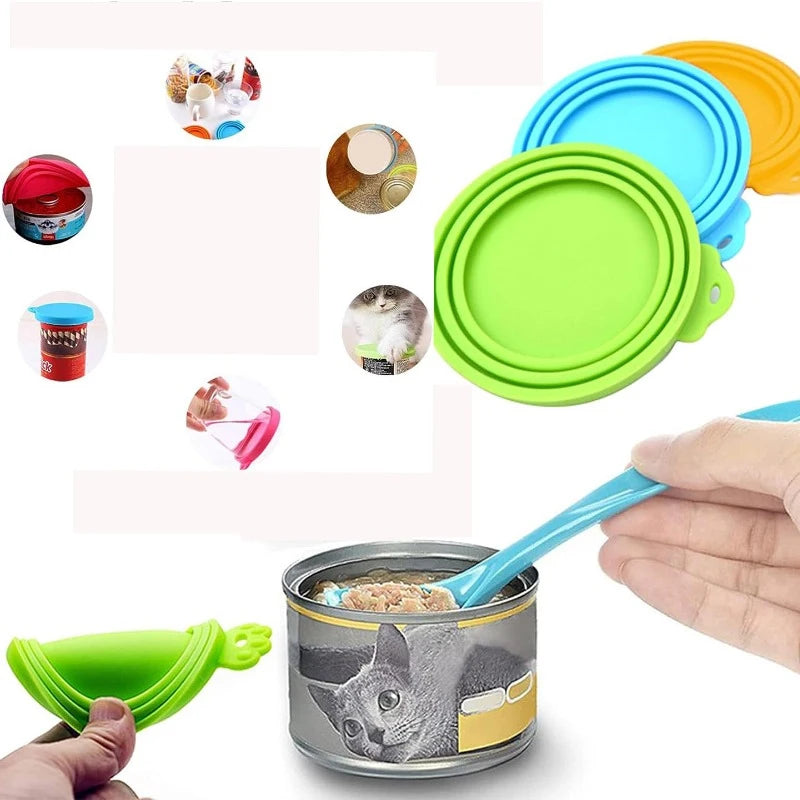 Universal Pet Food Can Covers & Spoon Set