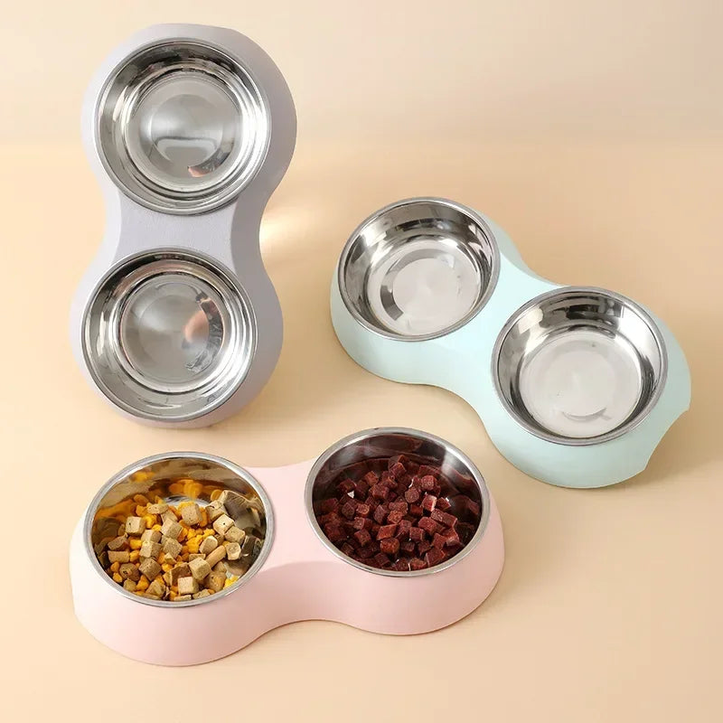 Dual Delight: Stainless Steel Pet Food & Water Bowls