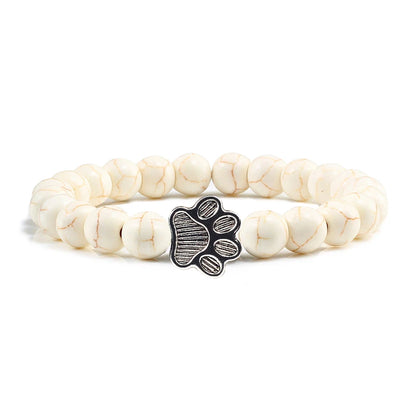 Paw Print Natural Stone Bracelet