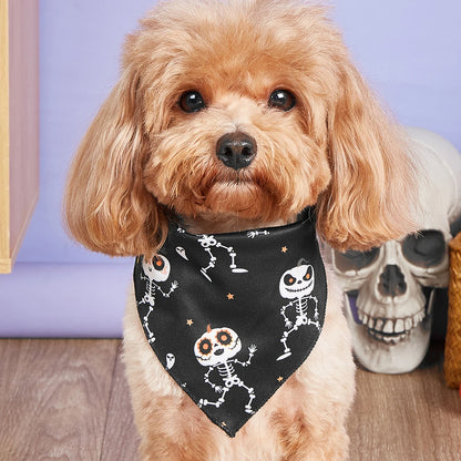 Halloween Dog Bandana – Pumpkin & Skeleton Scarf Designs