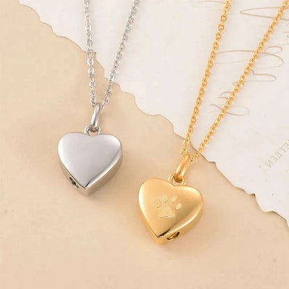 Paw Print Heart Locket Urn