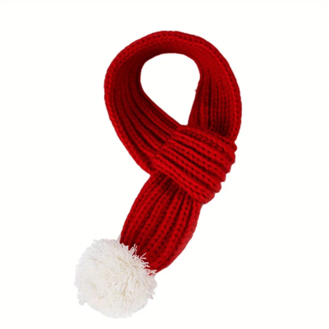 Knitted Pet Scarf with Pompom