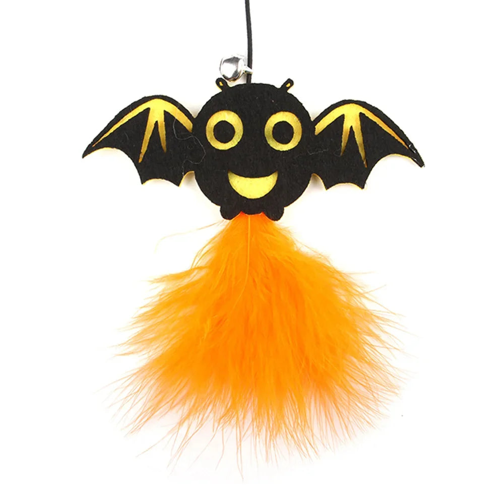 Halloween Cat Teaser Wand Toy – Bat, Pumpkin & Spider