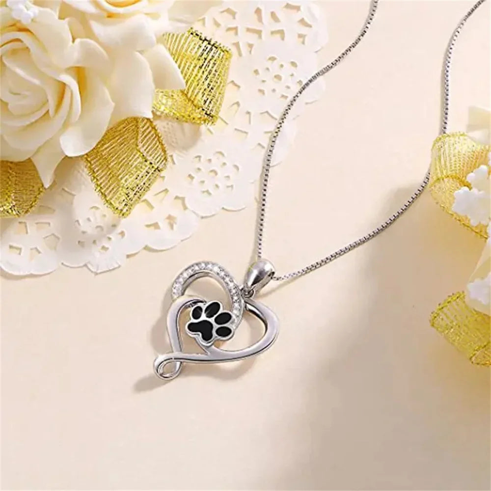 Paw Print Heart Necklace