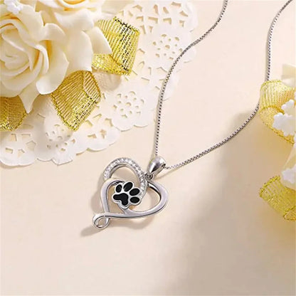 Paw Print Heart Necklace